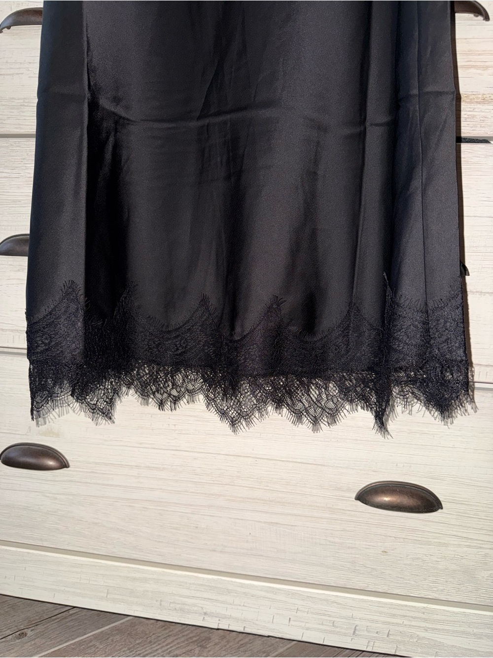 Joie Black Lace-Trim Satin skirt - Picture 3 of 6